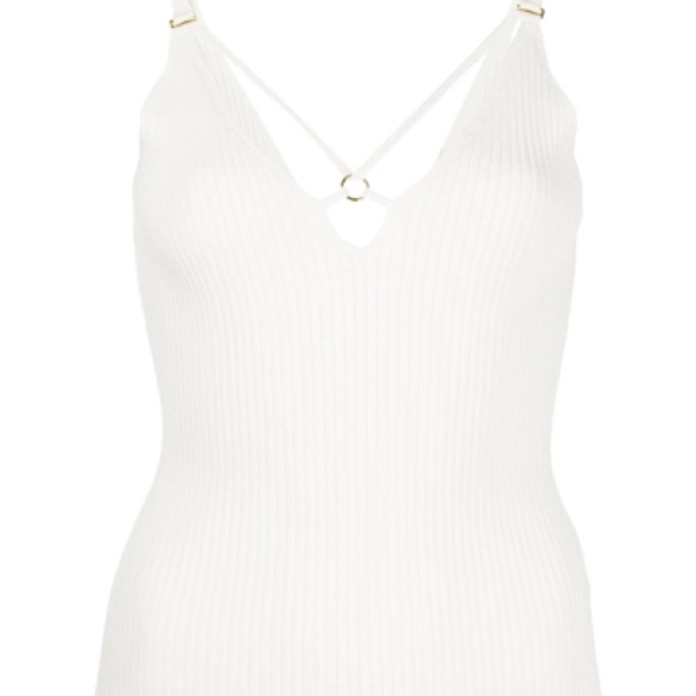 TATIANA COMPACT RIB KNIT TANK TOP IN WHITE medium